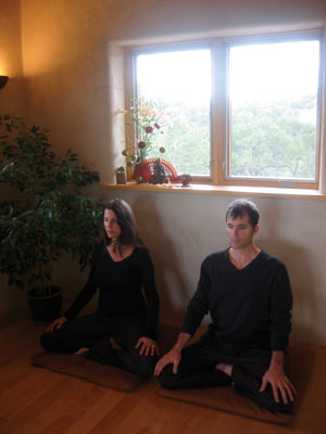 Tias Little and his wife, Surya, experience serenity in their private meditation space.